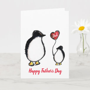 Happy Father's Day penguin with heart Card