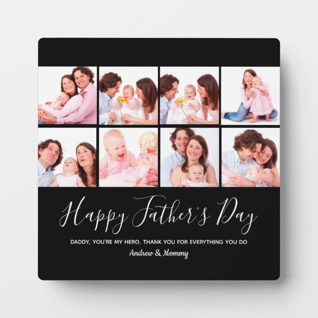 Happy Father's Day , Personalised 8 Photo Collage  Plaque (Front)