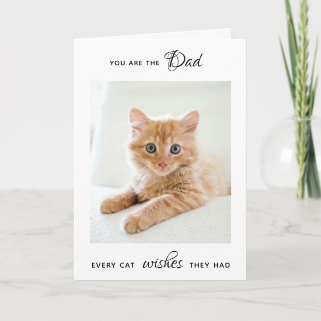 Happy Father's Day Personalised Pet Photo Cat Dad Holiday Card (Front)