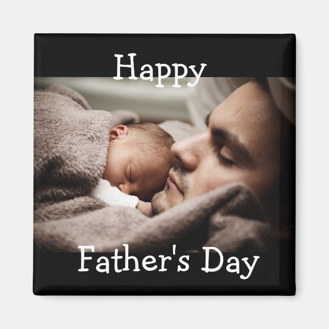 Happy Father's Day Personalised Photo Magnet (Front)