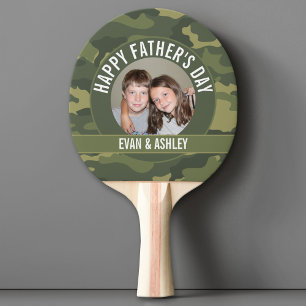 Happy Father's Day - Photo Camouflage Green Ping Pong Paddle
