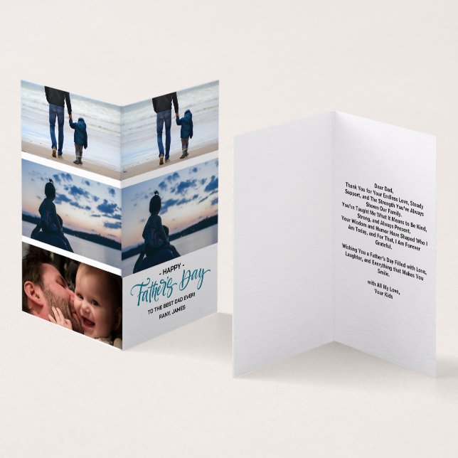 Happy Father's Day Photo Collage Card (Inside and Outside)