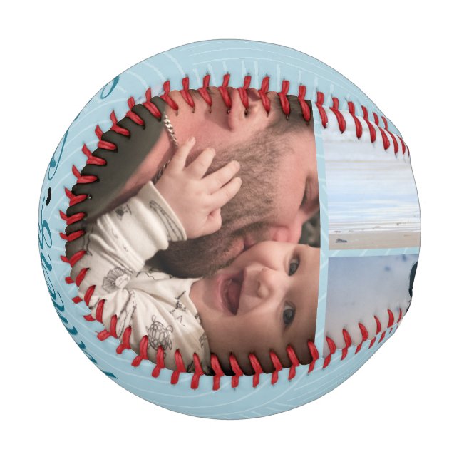 Happy Father's Day Photo Collage Custom Names Baseball (Front Left)