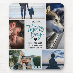 Happy Fathers Day Photo Collage Custom Names Daddy Mouse Mat