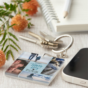 Happy Father's Day Photo Collage Custom Names Key Ring