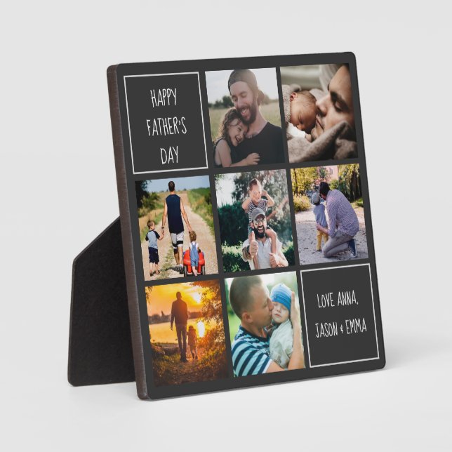 Happy Father's day photo collage, we love you dad Plaque (Front)