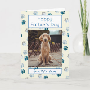 Happy Father's day Photo Dog Cat Pet Paw Prints Card