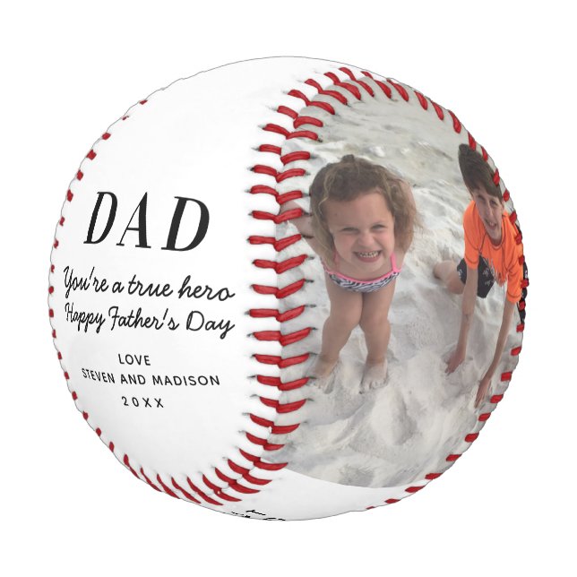 Happy Fathers Day Photo Keepsake Personalised Baseball (Angled)