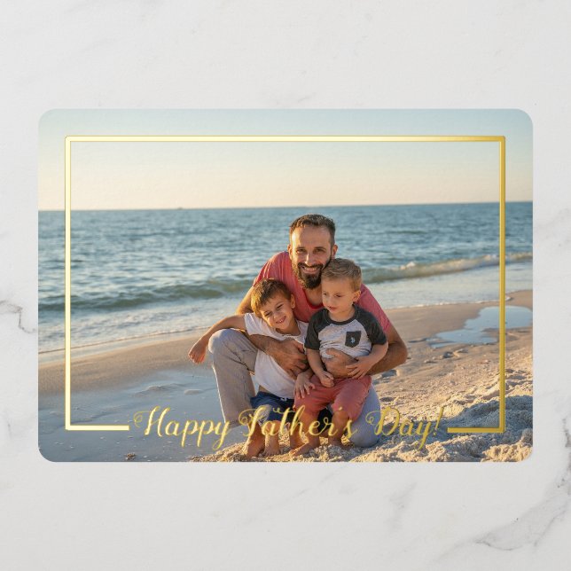 Happy Father's Day Photo w/ Foil Line Frame Card (Front)
