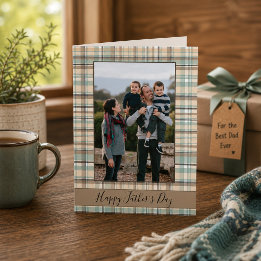 Happy Father's Day Plaid Photo Card