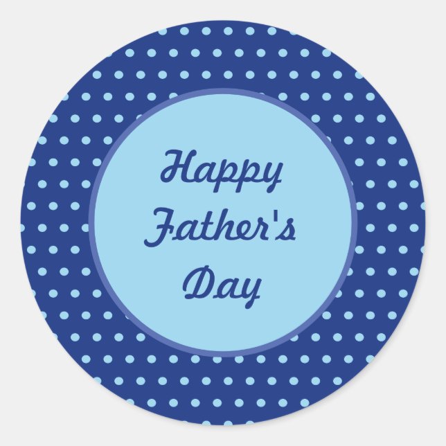 Happy Father's Day Polka Dot Round Stickers (Navy) (Front)