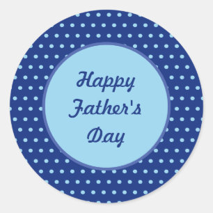 Happy Father's Day Polka Dot Round Stickers (Navy)