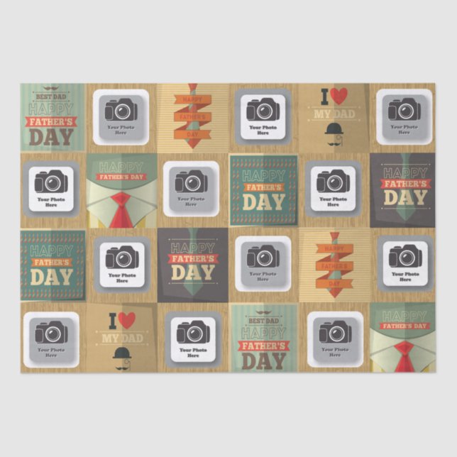 Happy Father's Day Postcard Tissue Paper (Front)