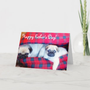 Happy Father's Day pugs greeting card