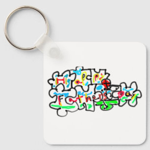Happy Father's Day Puzzle art Key Ring