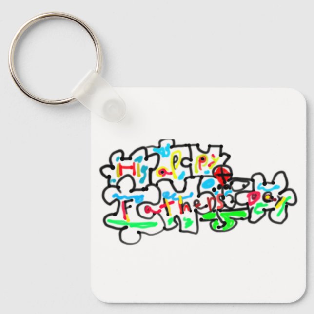 Happy Father's  Day Puzzle art  Key Ring (Front)