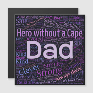 Happy Fathers Day Quote Purple Text Magnet