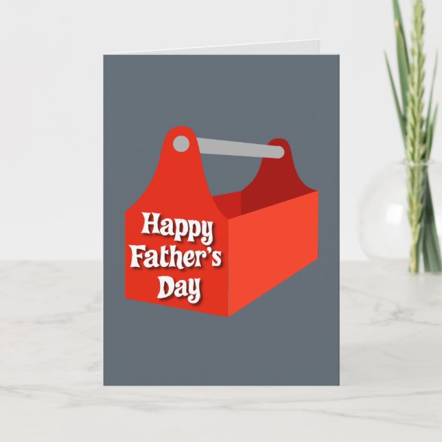 Happy Father's Day Red and Grey Tool Box Card (Front)