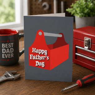 Happy Father's Day Red and Grey Tool Box Card