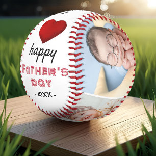 Happy Father's Day Red Heart 4 Photo Collage Baseball