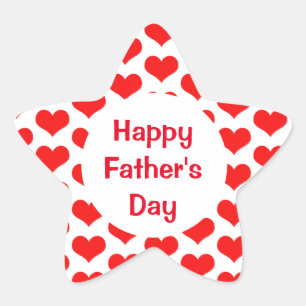 Happy Fathers Day Red Heart Patterns Colorful Star Sticker