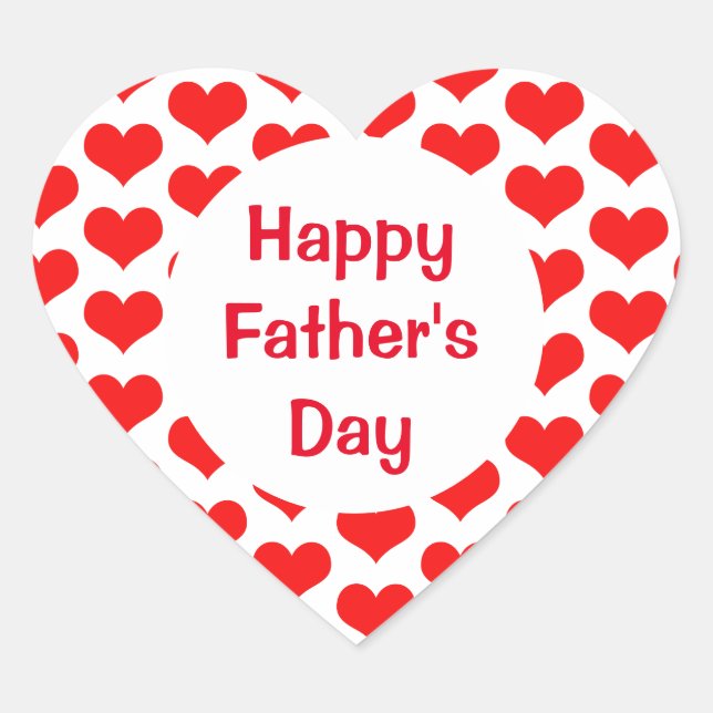 Happy Fathers Day Red Heart Patterns Colourful Heart Sticker (Front)