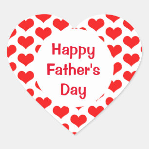 Happy Fathers Day Red Heart Patterns Colourful Heart Sticker