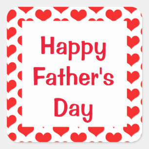 Happy Fathers Day Red Heart Patterns Colourful Square Sticker