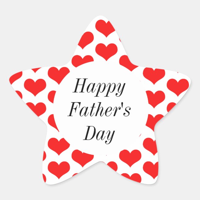 Happy Fathers Day Red Heart Patterns Custom Classy Star Sticker (Front)
