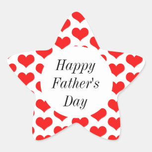 Happy Fathers Day Red Heart Patterns Custom Classy Star Sticker