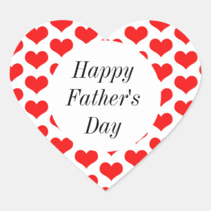 Happy Fathers Day Red Heart Patterns Custom Classy Sticker