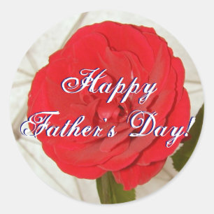 Happy Father's Day Red Rose Classic Round Sticker