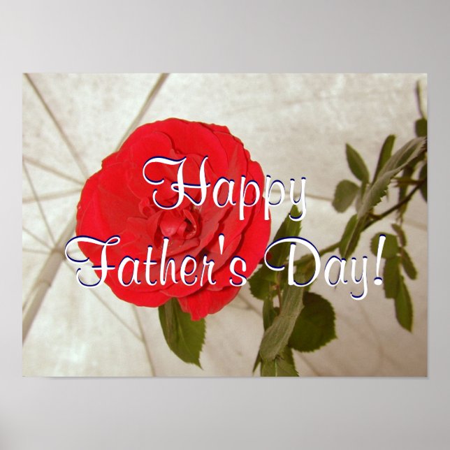 Happy Father's Day Red Rose Poster (Front)