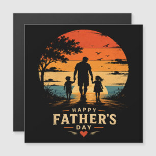 Happy Fathers Day Retro Sunset Dad Son