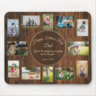 Happy Fathers Day Rustic Wood Photo Template Mouse Mat