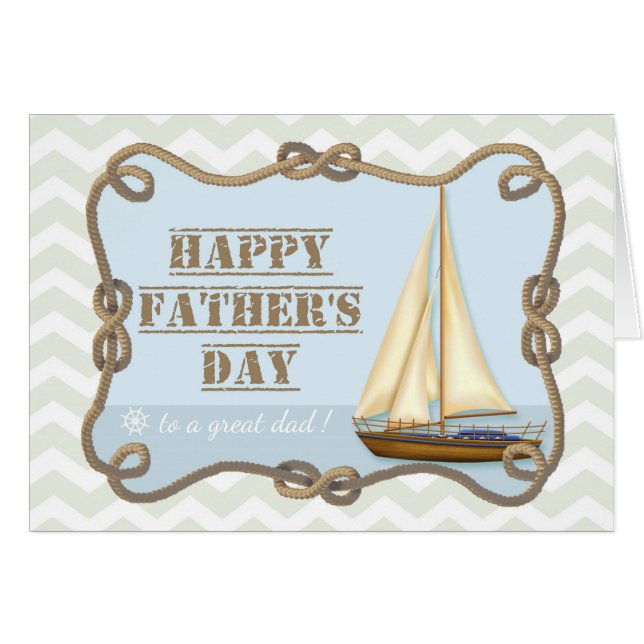 Happy Father's Day - sailboat and knotted rope (Front Horizontal)