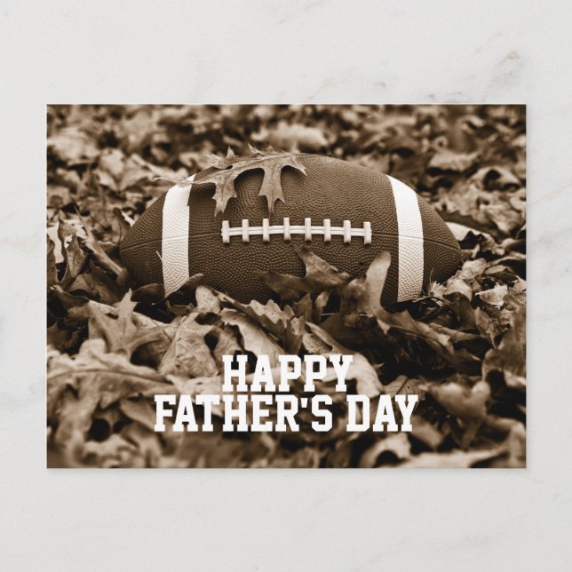 Happy Father's Day Sepia Football Postcard (Front)