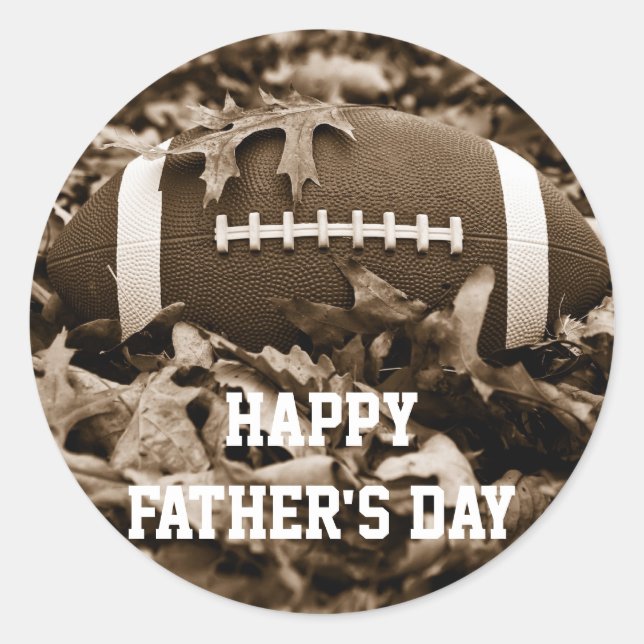 Happy Father's Day Sepia Football Sticker (Front)