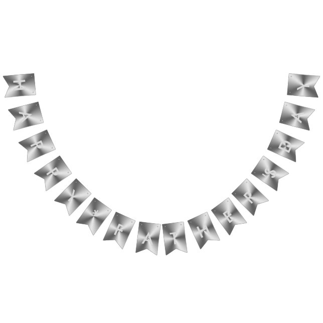Happy Father's Day Shiny Metallic Silver Party Bunting (All)