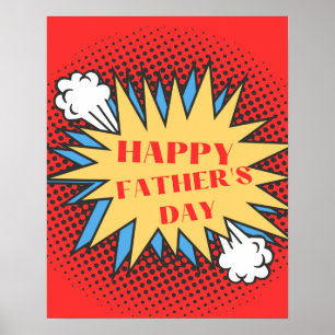 Happy Father's Day Sign, Superhero Theme Poster