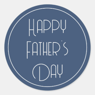 Happy Father's Day Simple Blue Classic Round Sticker