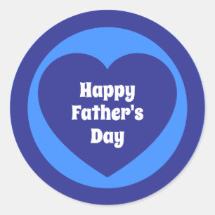 Happy Father's Day Simple Cute Navy Blue Heart Classic Round Sticker
