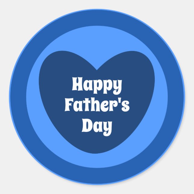 Happy Father's Day Simple Cute Navy Blue Heart Classic Round Sticker (Front)