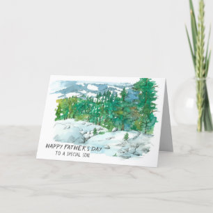 Happy Father's Day Son Mountain Vista Evergreens Holiday Card