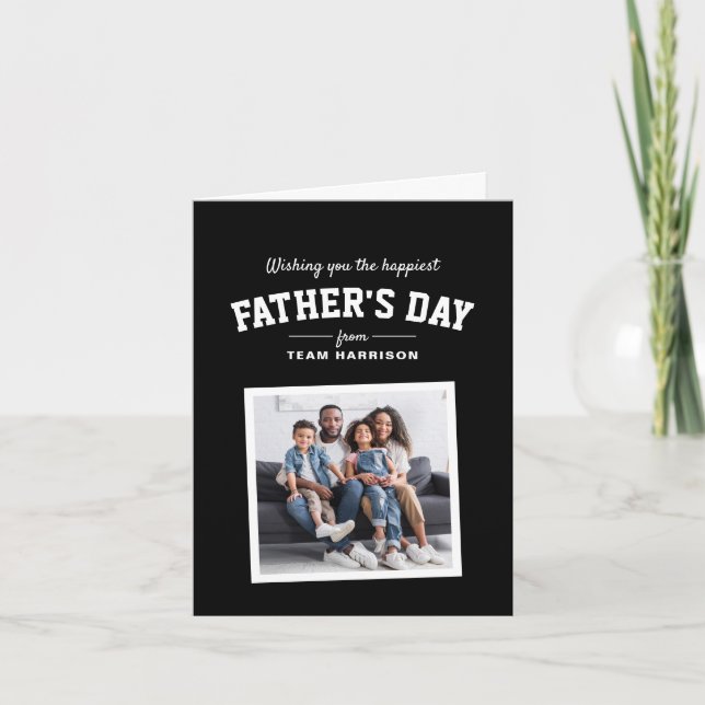 Happy Father's Day sporty one photo black white Card (Front)