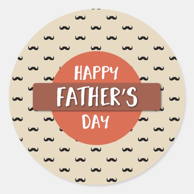 Happy Father's Day Stickers with Moustache Pattern (Front)