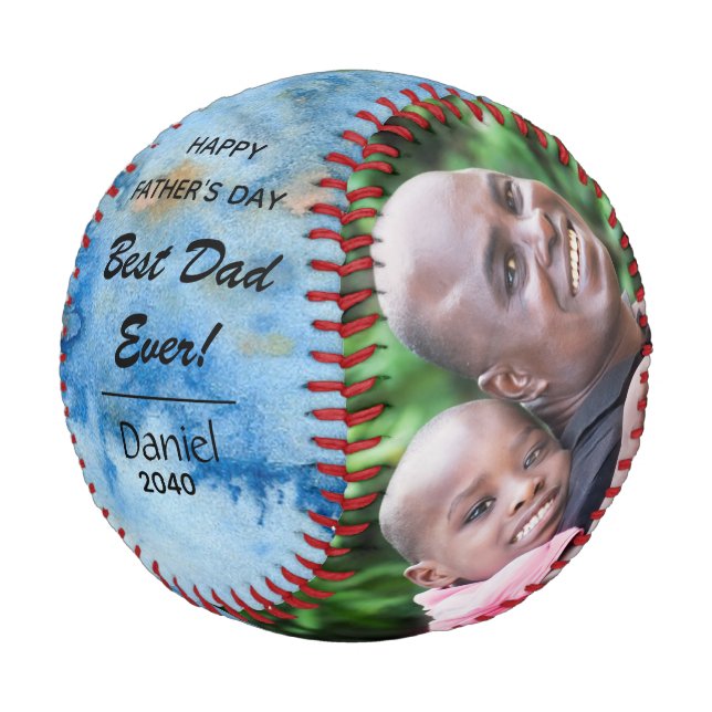 Happy Father's Day Super Father Best Dad Ever Blue Baseball (Angled)