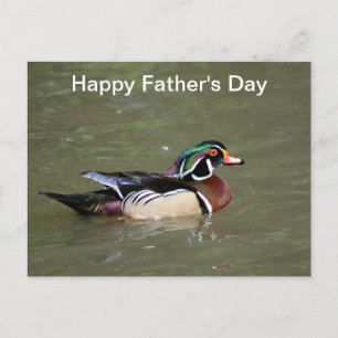 Happy Father's Day Swimming Duck Postcard