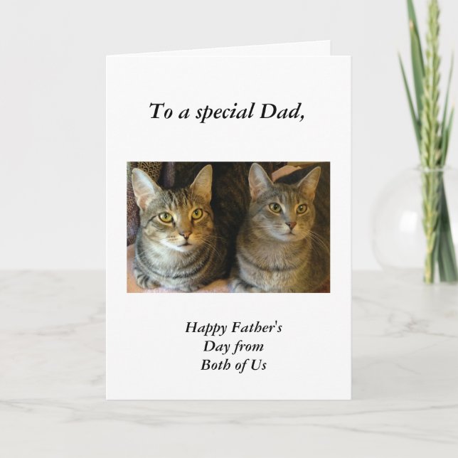 Happy Father's Day Tabby Cats Black White  Card (Front)
