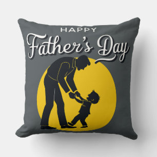 Happy Father's Day Teaching Son to Walk Cushion